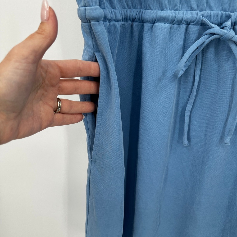 Lou & Grey Blue Soft Modal Blend Drawstring Waist T-Shirt Dress XL Pocket Lounge - Picture 3 of 10